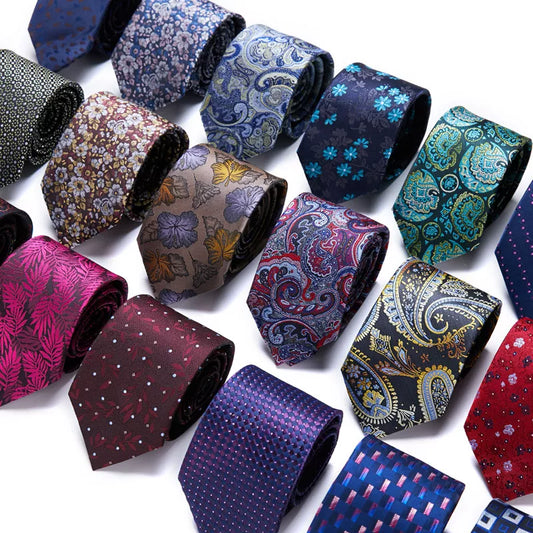 100% Silk Men's Tie 7.5cm Blue Necktie , Gravatas Paisley Floral Fit Wedding Workplace Slim