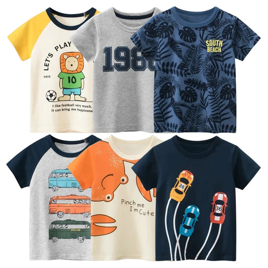 2024 Summer New Children's Clothing ,Leaf Letter print Kids Clothes Boys ,Short Sleeve T-shirt  from high qualilty Cotton ,Tops T Shirts